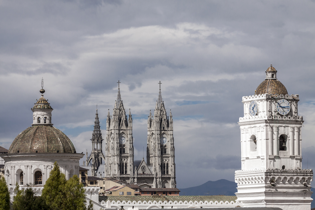 Historic domes and church towers in Quito